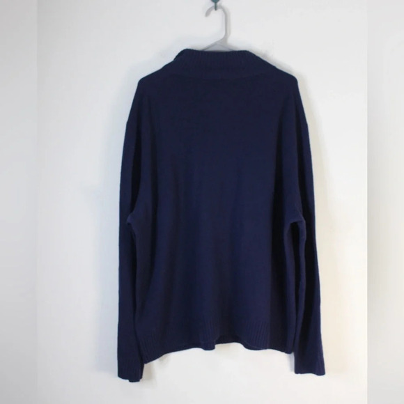 J.Crew Men’s Merino Wool-Blend Half Zip Navy Blue Sweater - Picture 2 of 5